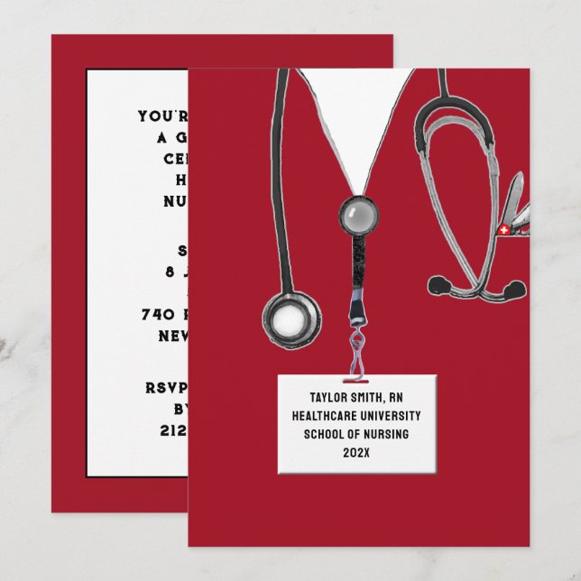 Nurse Graduation Party Invitation (Front/Back)