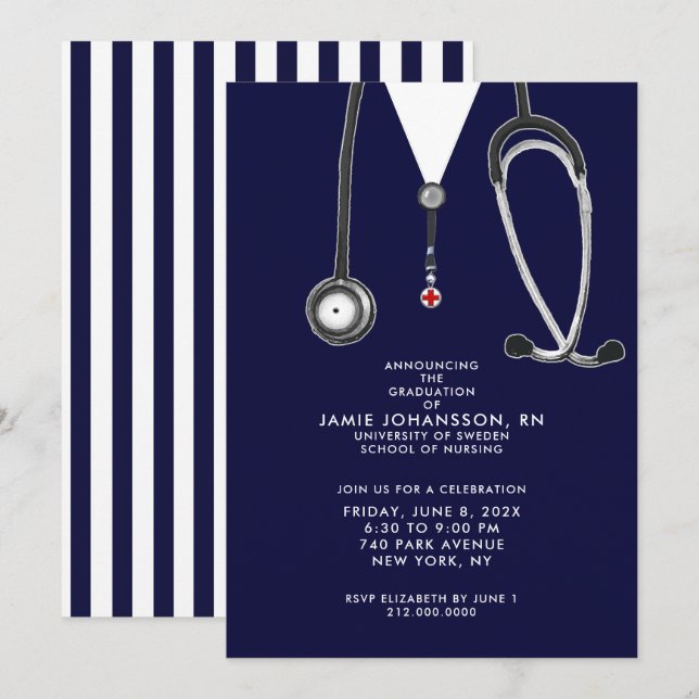 Nurse Graduation Party Invitations (Front/Back)