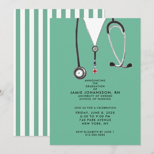 Nurse Graduation Party Invitations (Front/Back)