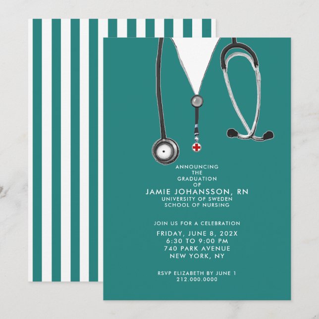 Nurse Graduation Party Invitations (Front/Back)