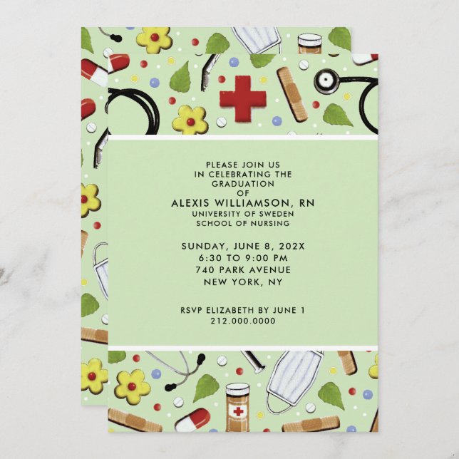 Nurse Graduation Party Invitations (Front/Back)