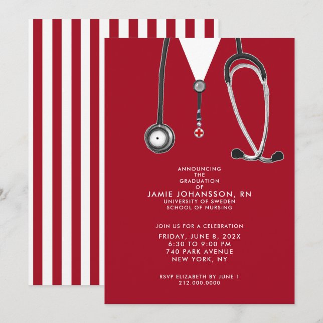 Nurse Graduation Party Invitations (Front/Back)