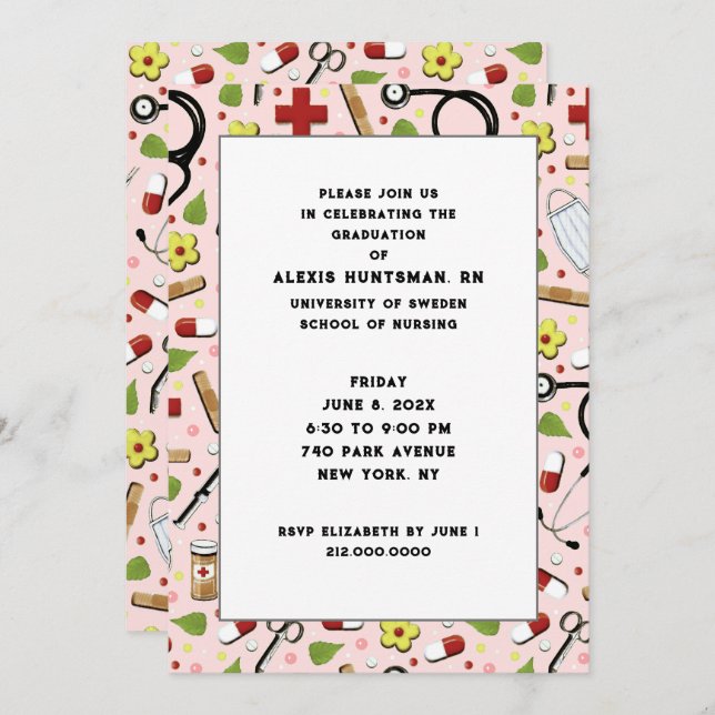 Nurse Graduation Party Invitations (Front/Back)