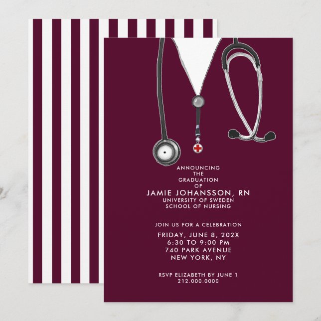 Nurse Graduation Party Invitations (Front/Back)