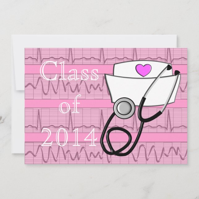 Nurse Graduation Party Invitations EKG Paper (Front)