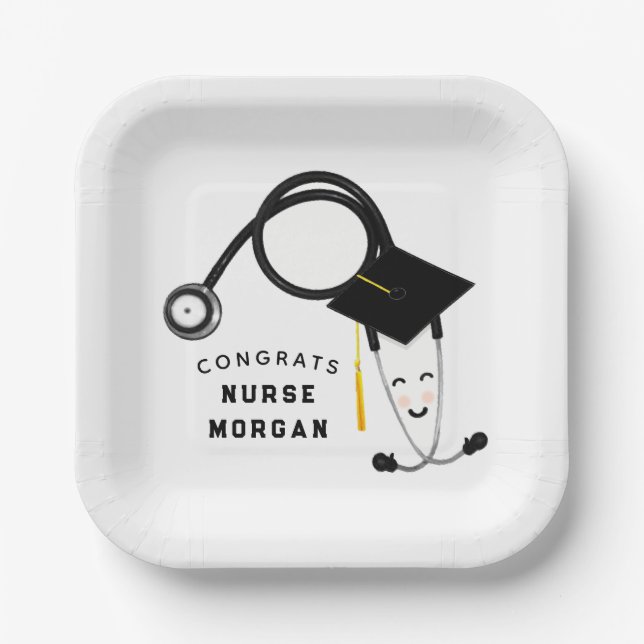 Nurse Graduation Party Paper Plates (Front)