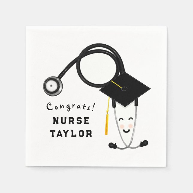 Nurse Graduation Party Paper Plates Napkin (Front)