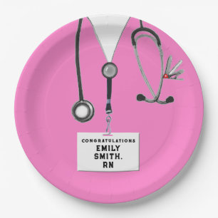Nurse Graduation Party Pink Paper Plate
