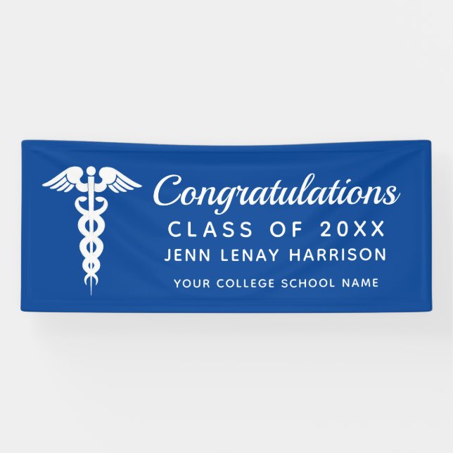 Nurse Graduation Party Royal Blue Personalised Banner (Horizontal)