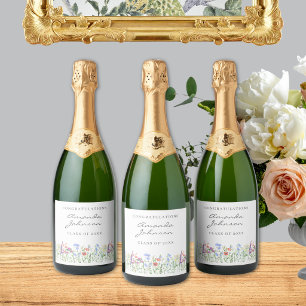 Nurse Graduation Party Wildflower Sparkling Wine Label