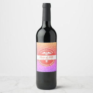 Nurse Graduation Rainbow Glitter Personalised Wine Label