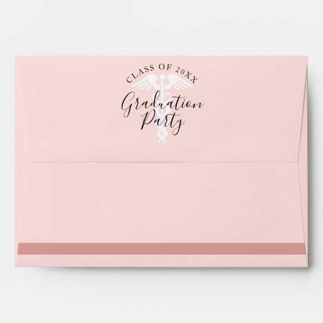 Nurse Graduation Rose Gold Glitter Party Envelope (Back (Top Flap))