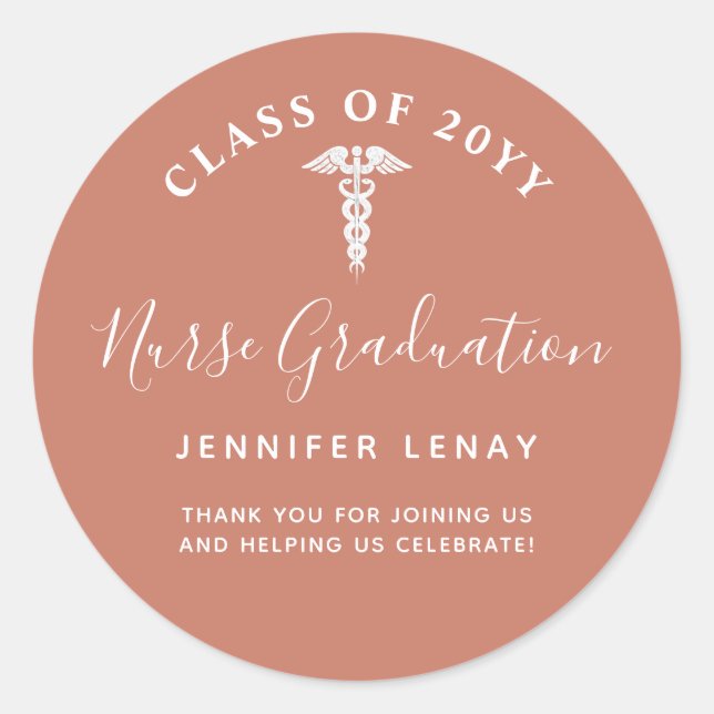 Nurse Graduation Thank You Party Favour Classic Round Sticker (Front)