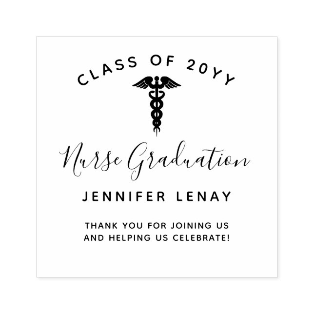 Nurse Graduation Thank You Script Monogram Rubber Stamp (Imprint)