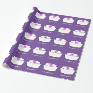 Nurse Graduation Wrapping Paper Nurse Cap Purple