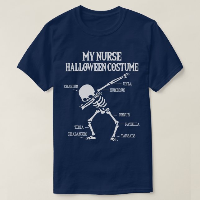 Nurse Halloween Costume, Funny Dabbing Skeleton  T-Shirt (Design Front)