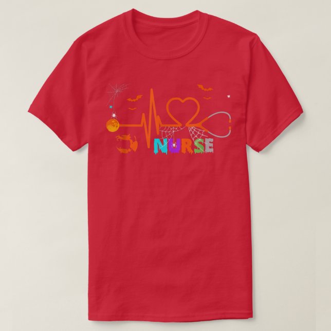 Nurse Halloween Costume Stethoscope Heartbeat Pump T-Shirt (Design Front)