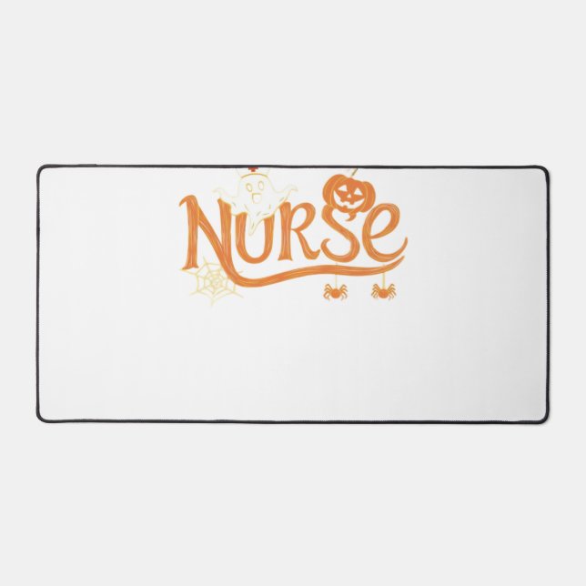 Nurse Halloween Cute Ghost and Pumpkin Essential T Desk Mat (Front)