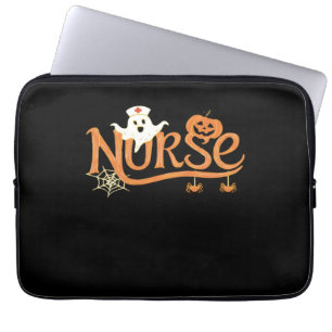 Nurse Halloween Cute Ghost and Pumpkin Essential T Laptop Sleeve