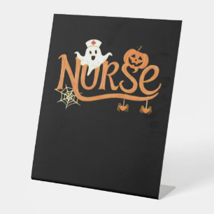 Nurse Halloween Cute Ghost and Pumpkin Essential T Pedestal Sign