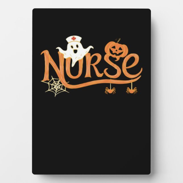 Nurse Halloween Cute Ghost and Pumpkin Essential T Plaque (Front)