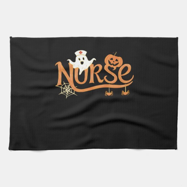 Nurse Halloween Cute Ghost and Pumpkin Essential T Tea Towel (Horizontal)