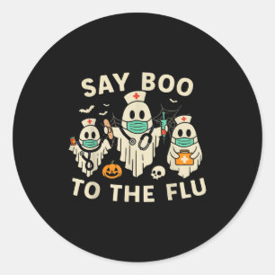 Nurse Halloween Ghost Crew Vaccine Say Boo To The  Classic Round Sticker