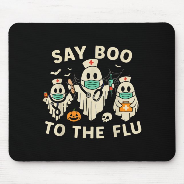 Nurse Halloween Ghost Crew Vaccine Say Boo To The  Mouse Mat (Front)