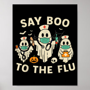 Nurse Halloween Ghost Crew Vaccine Say Boo To The Poster