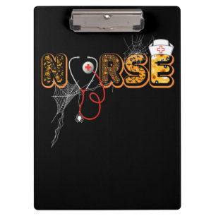 Nurse Halloween Gift With Pumpkin Boo Spider Clipboard