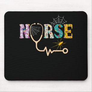 Nurse Halloween Gift With Pumpkin Boo Spider Mouse Mat