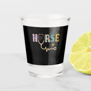 Nurse Halloween Gift With Pumpkin Boo Spider Shot Glass