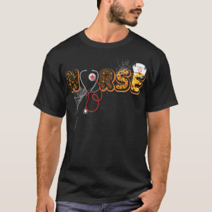 Nurse Halloween Gift With Pumpkin Boo Spider T-Shirt