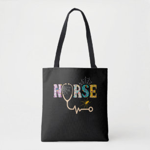 Nurse Halloween Gift With Pumpkin Boo Spider Tote Bag