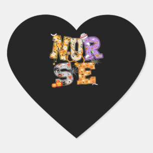 Nurse Halloween Gift With Pumpkin Boo Spider Witch Heart Sticker