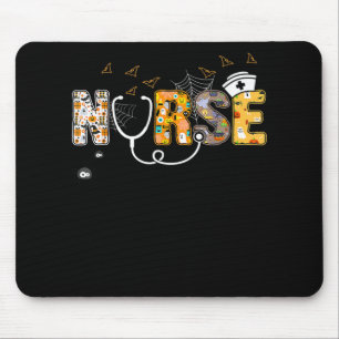 Nurse Halloween Gift With Pumpkin Boo Spider Witch Mouse Mat