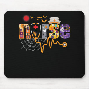 Nurse Halloween Gift With Pumpkin Boo Spider Witch Mouse Mat