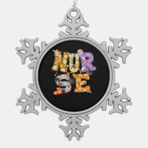 Nurse Halloween Gift With Pumpkin Boo Spider Witch Snowflake Pewter Christmas Ornament