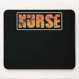Nurse Halloween Gift With Pumpkin Spider Witch Hat Mouse Mat