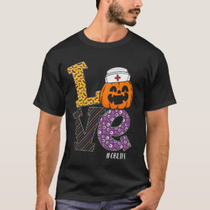 Nurse Halloween Pumpkin Costume Love OB Nurse Life T-Shirt