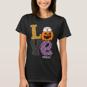 Nurse Halloween Pumpkin Costume Love PCR Nurse Lif T-Shirt