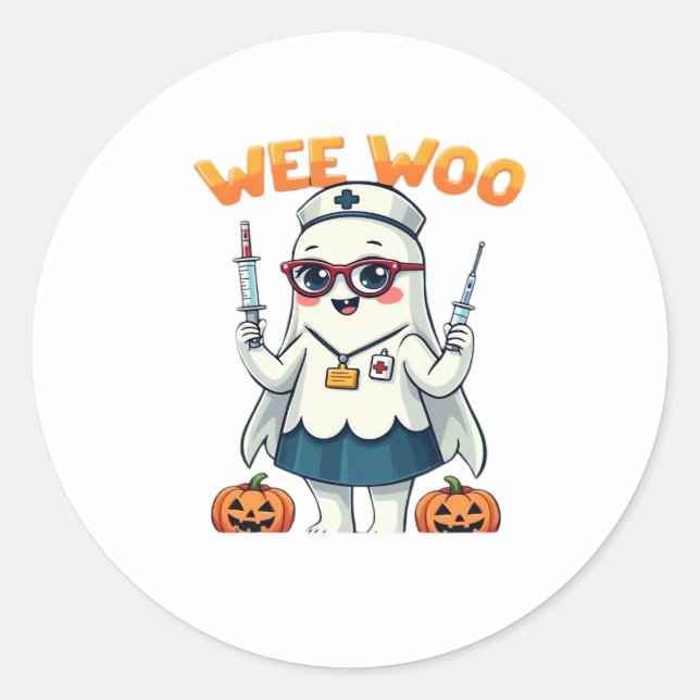 Nurse Halloween ready Classic T-Shirt Classic Round Sticker (Front)