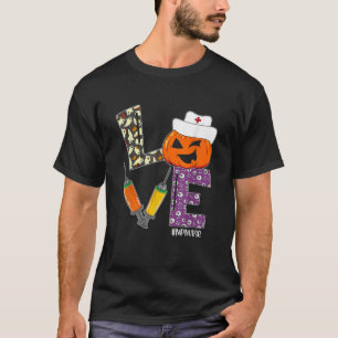 Nurse Halloween Scary Pumpkin Costume Love NP Nurs T-Shirt