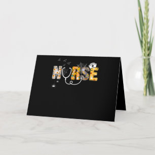 Nurse Halloween Shirt Gift With Pumpkin Boo Spider Card