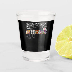 Nurse Halloween Shirt Gift With Pumpkin Boo Spider Shot Glass