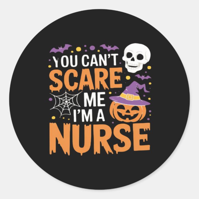 Nurse Halloween Witch Funny Nursing Essential T-Sh Classic Round Sticker (Front)
