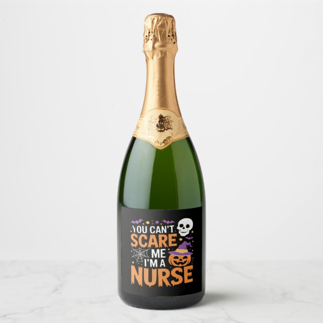 Nurse Halloween Witch Funny Nursing Essential T-Sh Sparkling Wine Label (Front)