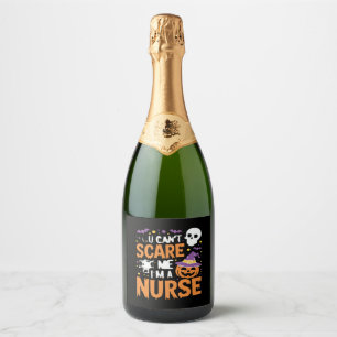 Nurse Halloween Witch Funny Nursing Essential T-Sh Sparkling Wine Label