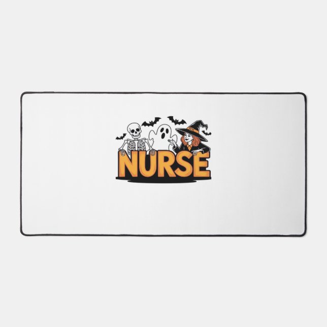 Nurse - Halloween - with ghost, witch, and skeleto Desk Mat (Front)