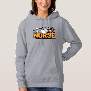 Nurse - Halloween - with ghost, witch, and skeleto Hoodie